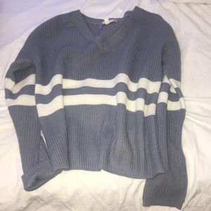 Cropped blue/white striped sweater